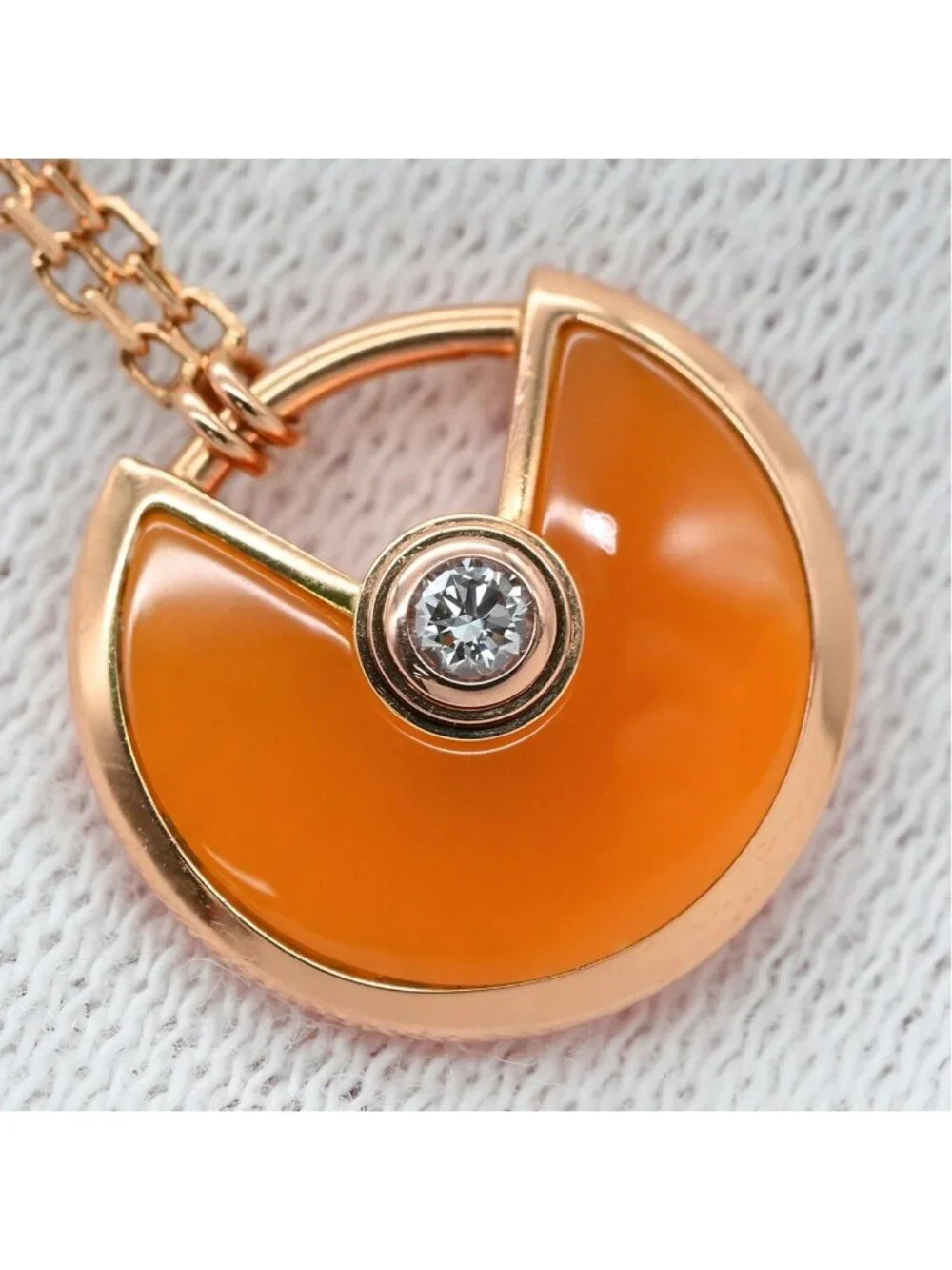 Cartier Necklace Amulette de Cartier XS Orange Pink Gold PG 18k Diamond
